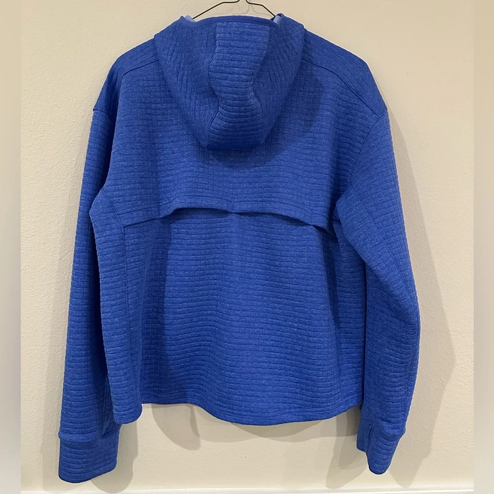 Brooks Notch Thermal Hoodie Blue Grid Fleece Running Jacket Women's Large - Picture 3 of 6